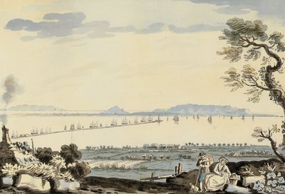 Veduta della baia e del porto di Dublino, collina di Howth da John Henry Campbell