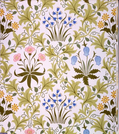 Disegno di carta da parati Celandine, fine 1896 da John Henry Dearle
