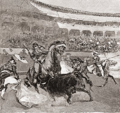 Una corrida a Siviglia, Spagna, tratta da "The Century Illustrated Monthly Magazine", pubblicato nel 1884 (incisione su legno) da John Henry Ellsworth Whitney