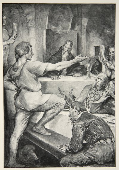 Beowulf risponde altezzosamente a Hunferth, da 