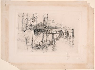 La vecchia casa del pedaggio di Bridgeport (piatto grande) da John Henry Twachtman