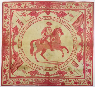 Fazzoletto raffigurante George Washington (1732-99) a Cavallo, 1777-89 da John Hewson