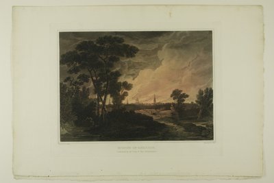 Incendio di Savannah, tavola quattro del secondo numero di Vedute pittoresche del paesaggio americano da John Hill