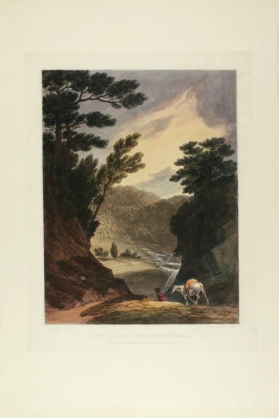 Veduta vicino alle cascate di Schuylkill, Pennsylvania, tavola cinque del primo numero di Vedute pittoresche del paesaggio americano da John Hill