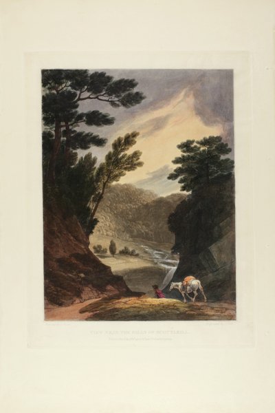 Veduta vicino alle cascate di Schuylkill, Pennsylvania, tavola cinque del primo numero di Vedute pittoresche del paesaggio americano da John Hill