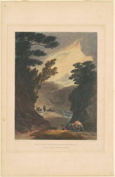 Vista vicino alle cascate di Schuylkill da John Hill, after Joshua Shaw