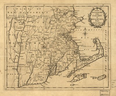 Una nuova e accurata mappa della colonia di Massachusetts Bay, in Nord America, ricavata da un