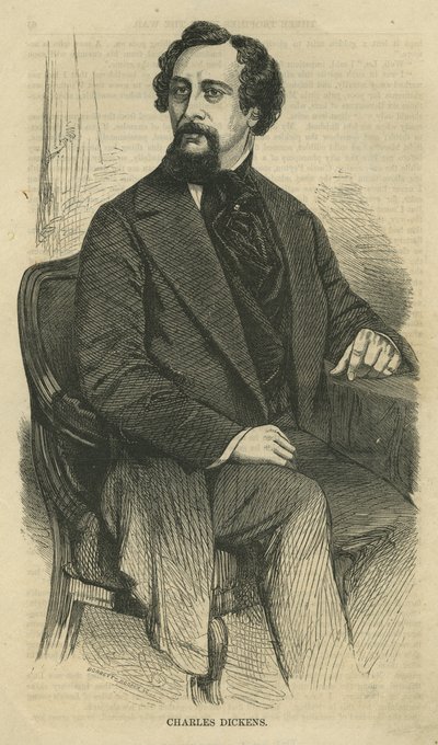 Charles Dickens, inciso da Bobbett-Hooper, da Harpers New Monthly Magazine, c.1864 da John Jabez Edwin Paisley Mayall