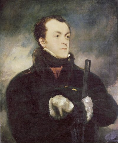 Ritratto del Capitano Lyon, mezzo busto, in un cappotto bordato di pelliccia, con un fucile da John Jackson