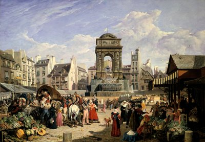 Mercato e Fontana degli Innocenti, Parigi, 1823 da John James Chalon