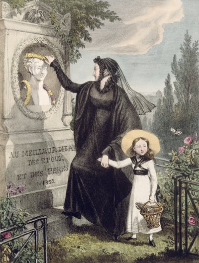 Il cimitero di Père Lachaise, stampato da Charles Joseph Hullmandel, pub. 1822 da John James Chalon