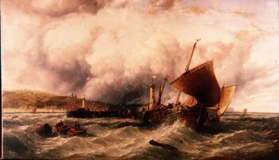 Pescherecci al largo del porto di Boulogne da John James Wilson