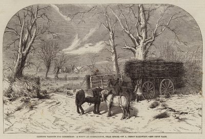 Trasporto di Fascine per Natale, una Scena a Chessington, vicino a Epsom da John Jessop Hardwick