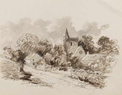 Chiesa e villaggio di Kewstoke, Weston Super Mare, Somerset, 1882 da John Joseph Barker