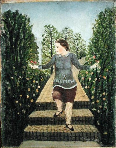 Ragazza che scende i gradini del giardino da John Kane