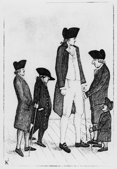 Byrne, il gigante irlandese, Mr. Watson, Mr. McGowan, Mr. Fairholme e Geordie Cranstoun, 1784 da John Kay