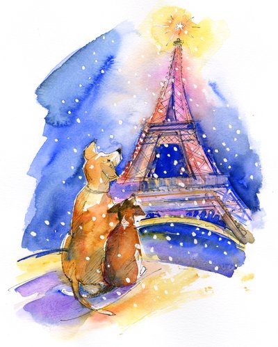 Cani con Torre Eiffel da John Keeling