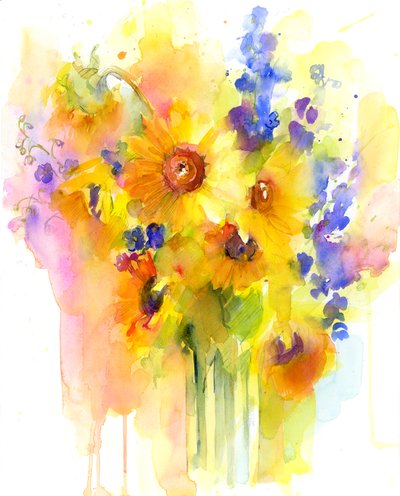 Girasoli e delfinio da John Keeling
