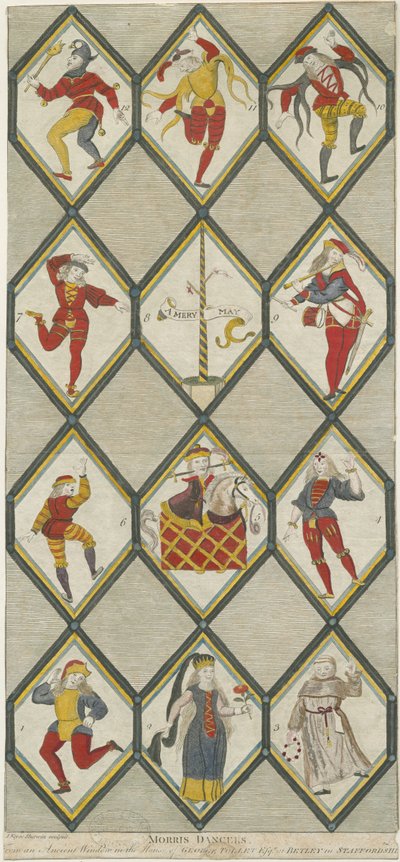 Finestra di vetro di Betley - Ballerini Morris: incisione, nd [1751-1790] da John Keyse Sherwin