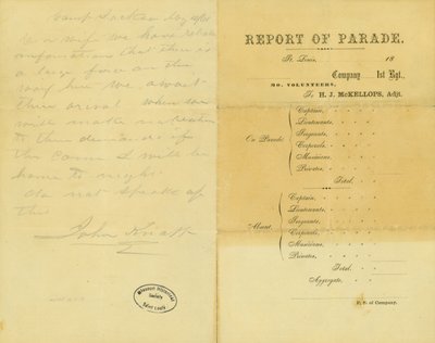 Lettera di John Knapp, Camp Jackson, alla moglie, 10 maggio 1861 da John Knapp