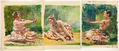 Danza di Shiva: trittico di figure singole sedute da John La Farge