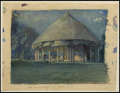 Capanna al chiaro di luna, Iva, Savaii, ottobre 1890, 1890 da John La Farge or Lafarge