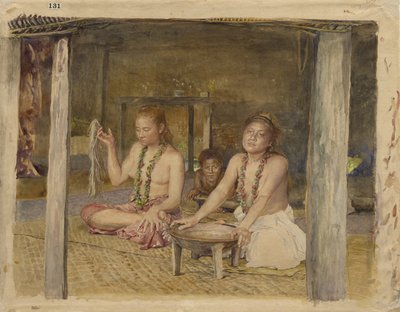 Siva con Siakumu che prepara il Kava nella casa di Tofae da John La Farge or Lafarge