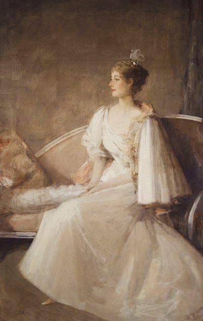Ritratto di una Signora seduta su un Divano, c.1900 da John Lavery