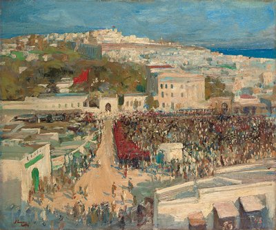 La bandiera moresca, issata sulla legazione tedesca, Tangeri da John Lavery
