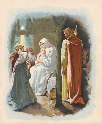 La visita dei Magi (litografia a colori) da John Lawson