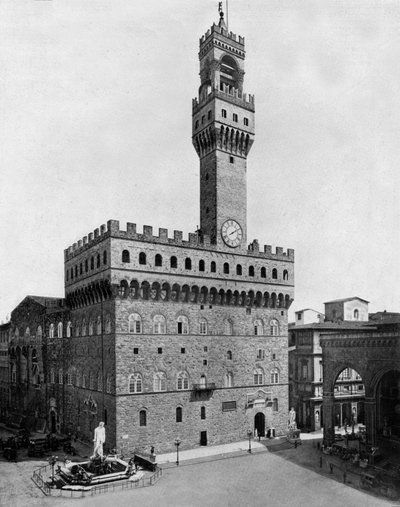 Palazzo Vecchio a Firenze (foto b/n) da John Lawson Stoddard