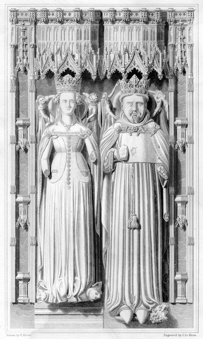 Effigie di Enrico IV e della sua regina Giovanna di Navarra nella Cattedrale di Canterbury da John Le Keux