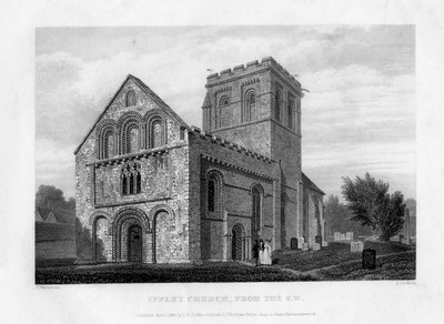 Chiesa di Iffley da sud-ovest, Oxford, 1834 da John Le Keux