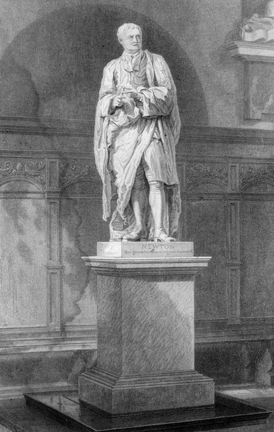 Statua di Sir Isaac Newton, matematico, astronomo e fisico inglese, XIX secolo da John Le Keux