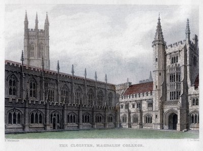 Il chiostro, Magdalen College, Università di Oxford da John Le Keux