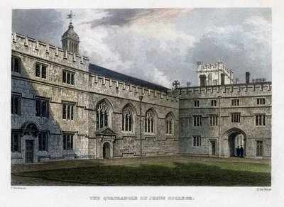Il quadrilatero del Jesus College, Università di Oxford, c1830s da John Le Keux