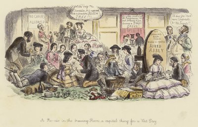 Un picnic nel salotto, una cosa fantastica per un giorno di pioggia da John Leech