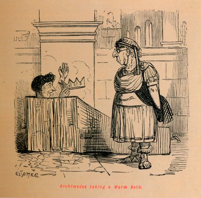 Archimede che fa un bagno caldo, 1852 da John Leech
