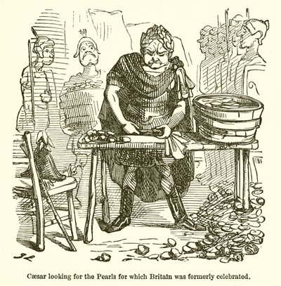 Cesare alla ricerca delle perle per cui la Britannia era famosa da John Leech