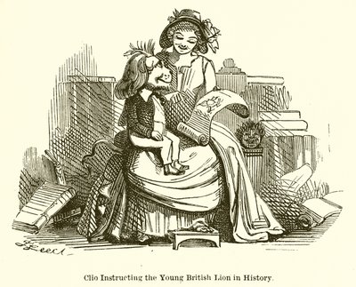 Clio che istruisce il giovane leone britannico nella storia da John Leech