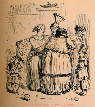 Coriolano che si separa dalla moglie e dalla famiglia, 1852 da John Leech