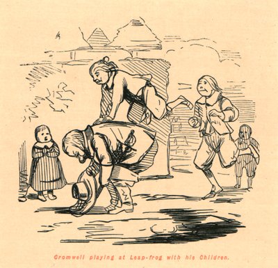 Cromwell che gioca a cavalluccio con i suoi figli, 1897 da John Leech