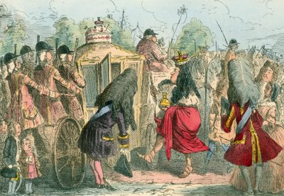 Georgy Porgy il Primo che esce per una passeggiata nella sua carrozza di stato da John Leech