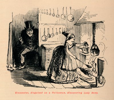 Gloucester, travestito da poliziotto, scopre Lady Anne da John Leech
