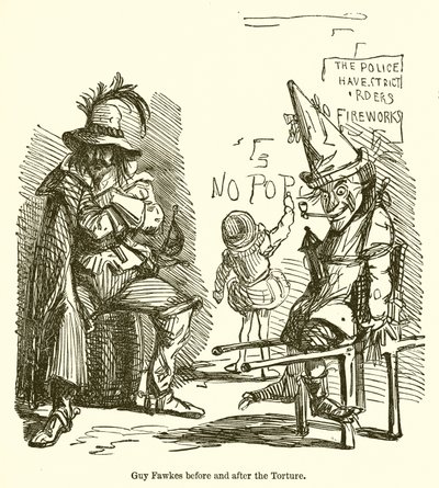 Guy Fawkes prima e dopo la tortura da John Leech