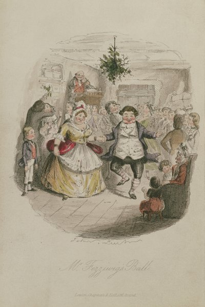 Il ballo di Mr Fezziwig, illustrazione da Un canto di Natale di Charles Dickens (1812-1870), pub. 1843 da John Leech