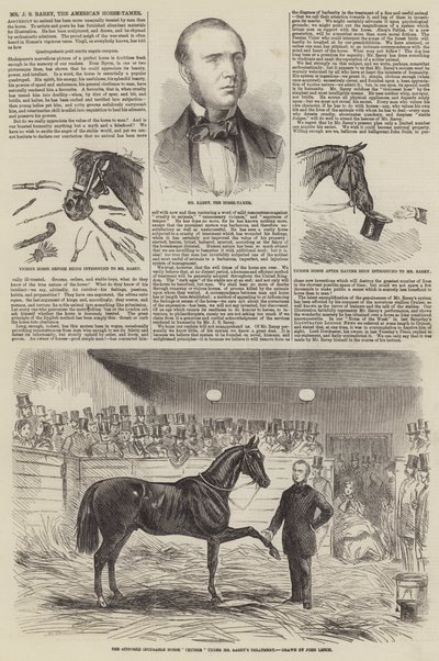 Mr J S Rarey, il domatore di cavalli americano da John Leech