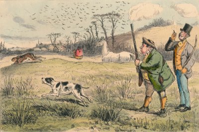 Mr. Jogglebury Crowdey con il suo cane e il suo fucile, c1860s da John Leech