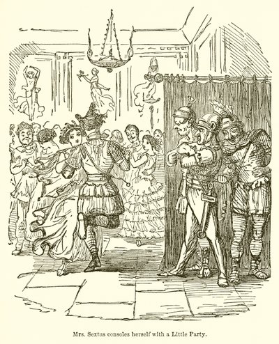 La signora Sextus si consola con una piccola festa da John Leech