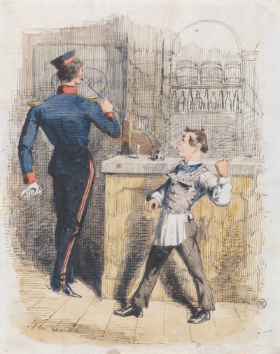 Pot Valiant: scena in una taverna da John Leech
